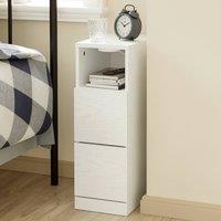 SoBuy Slim Nightstand - LED Light & Socket in Cream