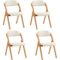 SoBuy Folding Chair - Beech Wood Frame & Padded White Fabric