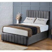 BSSPOKE Sierra Ottoman Divan Bed Plush Velvet 54 Headboard & No Mattress in Charcoal | Size: King