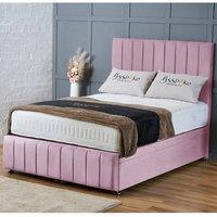 BSSPOKE Sierra Ottoman Divan Bed Plush Velvet 54 Headboard & No Mattress in Pink | Size: Single