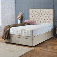 BSSPOKE Mia Ottoman Divan Bed Plush Velvet 54 Headboard & No Mattress in Cream | Size: King