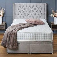 BSSPOKE Olivia Ottoman Divan Bed Plush Velvet 54 Headboard & No Mattress in Silver | Size: Double