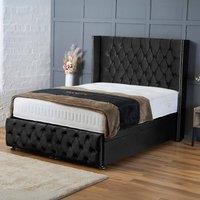 BSSPOKE Mayfair Ottoman Divan Bed Plush Velvet 54 Headboard & No Mattress in Black | Size: Double