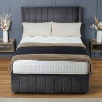 BSSPOKE Zoe Ottoman Divan Bed Plush Velvet 54Headboard &Footboard No Mattress in Grey | Size: Single