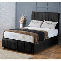 BSSPOKE Sierra Ottoman Divan Bed Plush Velvet 54 Headboard & No Mattress in Black | Size: Single