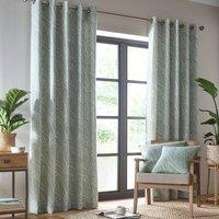 Portfolio Home Madison Botanical Leaves Fully Lined Eyelet Curtain Set in Green | Size: 229 cm width x 229 cm drop