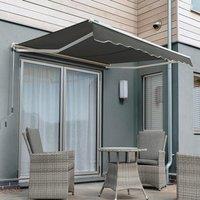 Primrose Awnings Half Cassette Patio Awning Retractable Canopy Manual Shade 3.0m x 2.5m in Dark Grey