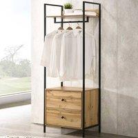Timber Art Design Zahra Bedroom Open Wardrobe 2 Drawers Furniture Storage Cupboard in Light Brown