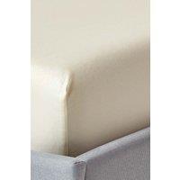 Homescapes Sateen Cotton Fitted Sheet 12 inch 400 Thread Count in Cream | Size: King Fitted