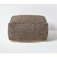 Homescapes Bean Cube Footstool with Aztec Pattern in Black