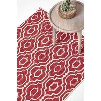 Homescapes Riga 100% Cotton Printed Patterned Rug in Red | Size: 160 cm x 230 cm