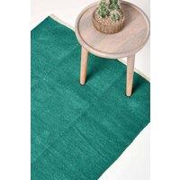 Homescapes 100% Cotton Plain Chenille Rug in Green | Size: 110 cm x 170 cm