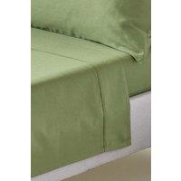 Homescapes Sateen Cotton Flat Sheet 400 TC in Green | Size: King Flat
