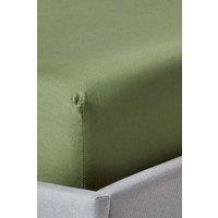 Homescapes Sateen Cotton Fitted Sheet 12 inch 400 Thread Count in Green | Size: Super King Fitted