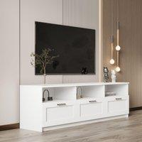 Home Source White TV Floor Stand 3 Drawer Modern Media Console Living Room Storage