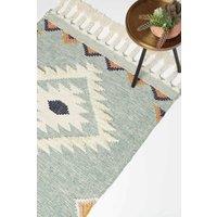 Homescapes Tenali Blue Kilim Wool Rug | Size: 160 cm x 230 cm