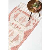 Homescapes Satara Pink Kilim Runner Wool Rug 66 x 200 cm | Size: 66 cm x 200 cm