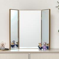 Melody Maison Large Gold Dressing Table Triple Mirror - 70cm X 60cm | Size: 70 cm X 60 cm