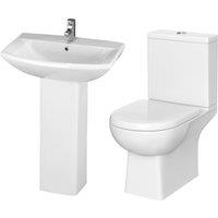 Balterley Destin Suite: Toilet with Soft-Close Seat & 600mm Basin Pedestal in White