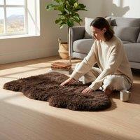 Infinity Leather Soft Real Sheepskin Natural Wool Single Rug - Single in Brown | Size: 90 cm x 60 cm