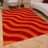 THE RUGS Joli Wavy Soft & Dense Pile Living Room & Bedroom Rug in Dark Red | Size: 120 cm x 170 cm