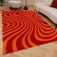 THE RUGS Joli Striped Soft & Dense Pile Living Room & Bedroom Rug in Red | Size: 120 cm x 170 cm