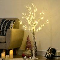 HOMCOM 4ft Artificial White Birch Tree with 72 Light for Indoor Covered