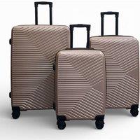 Infinity Leather Hardshell Suitcase Robust 8 Wheel Cabin Luggage Case - Austria in Gold | Size: Medium