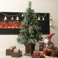 HOMCOM 1.2m Prelit Christmas Tree with 100 Warm White LED Lights & 8 Modes in Green | Size: 4ft