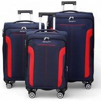 Infinity Leather Expandable Soft Shell Suitcase 8 Wheel Luggage Travel Light Carry On Cabin Bag in Blue | Size: Large