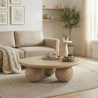 FurnitureboxUK Olympus Round Wood Sphere Leg Coffee Table in Light Brown