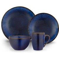 Barbary & Oak 16 Piece Stoneware Dinner Set with Reactive Glaze in Blue