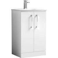 Balterley Vanity Unit w/ Basin Floor Standing, Soft Close 2 Door w/ Rectangular Sink, Bathroom Vanity Units w/ Basin & Chrome D Shape Handles - 510 x