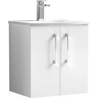 Balterley Bathroom 2-Door Wall-Hung Curved Basin Vanity Unit, White, 500mm in White