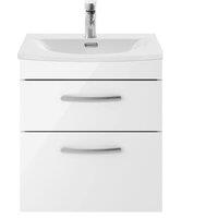 Balterley Millwich 2 Drawer Wall Hung Vanity Basin Unit, Gloss White, 500mm in White
