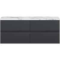 Balterley Mavesyn Contemporary 4 Drawer Wall Hung Vanity Unit, Dark Grey, 1200mm in Grey