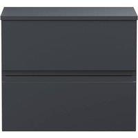 Balterley Mavesyn Contemporary 2 Drawer Wall Hung Vanity Unit, Dark Grey, 600mm in Grey