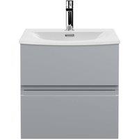Balterley Mavesyn 2 Drawer Wall Hung Vanity Basin Unit, Satin Grey, 500mm in Grey