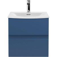 Balterley Mavesyn 2 Drawer Wall Hung Vanity Basin Unit, Dark Blue, 500mm in Blue