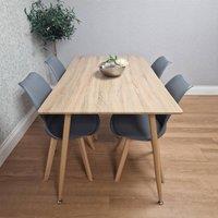 KOSY KOALA 4 Seater 140cm Dining Table with 4 Grey Chairs for Dining Room in Brown