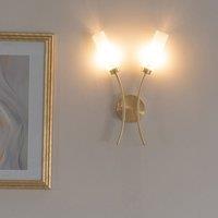 ValueLights Maya Pair of 2 Way Curved Upright Reed Shaded Wall Lights with LED Bulbs in Black