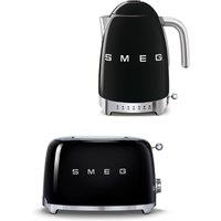 Smeg TSF01 & KLF04 2-Slice Toaster & 1.7L Variable Temperature Kettle in Black