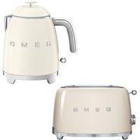 Smeg KLF05, TSF01 Retro 50's Style Mini Kettle & 2 Slice Toaster Set in Cream