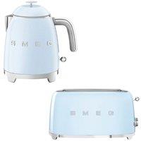 Smeg KLF05 & TSF01 Retro Mini Kettle & 2 Slice Toaster Set in Pale Blue