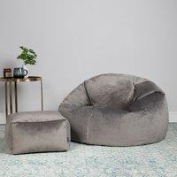 icon Kingston Classic Velvet Bean Bag Chair & Pouffe Pink Bean Bag Chair in Charcoal
