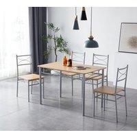 MCC Direct Dining table & 4 chairs Wooden Table Set with Metal Frame Silvia in Natural