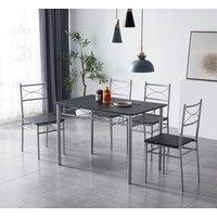 MCC Direct Dining table & 4 chairs Wooden Table Set with Metal Frame Silvia in Black