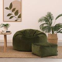 icon Kingston Classic Velvet Bean Bag Chair & Pouffe Pink Bean Bag Chair in Olive