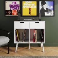 GFW Jaxon 2 Drawer Vinyl Turntable Stand in White