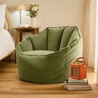 icon Sirena Scallop Chair Bean Bag Velvet Bean Bags in Olive